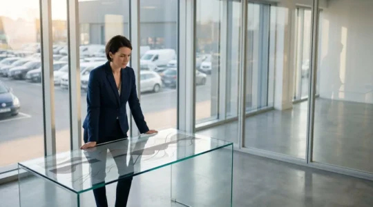 Gestionnaire de flotte analysant des données de sécurité routière dans un bureau moderne