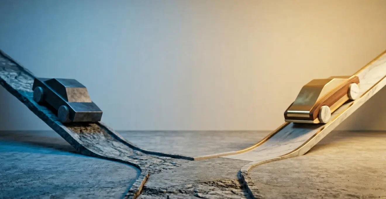 Scène symbolisant la décision financière entre racheter ou rendre un véhicule en fin de LOA