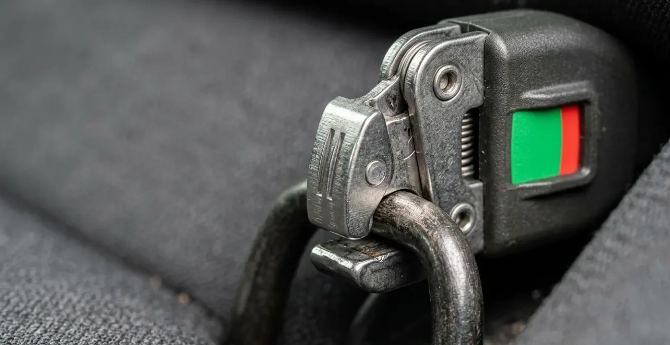 Système de fixation ISOFIX pour siège auto avec ancrages métalliques et indicateurs de sécurité