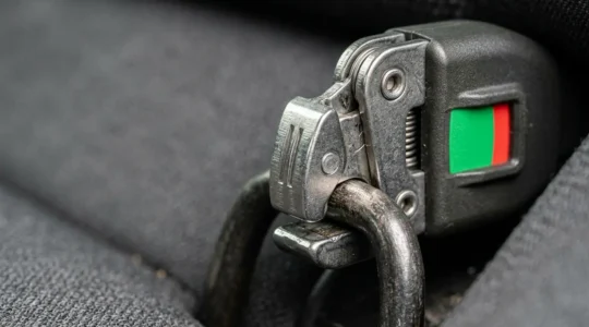 Système de fixation ISOFIX pour siège auto avec ancrages métalliques et indicateurs de sécurité