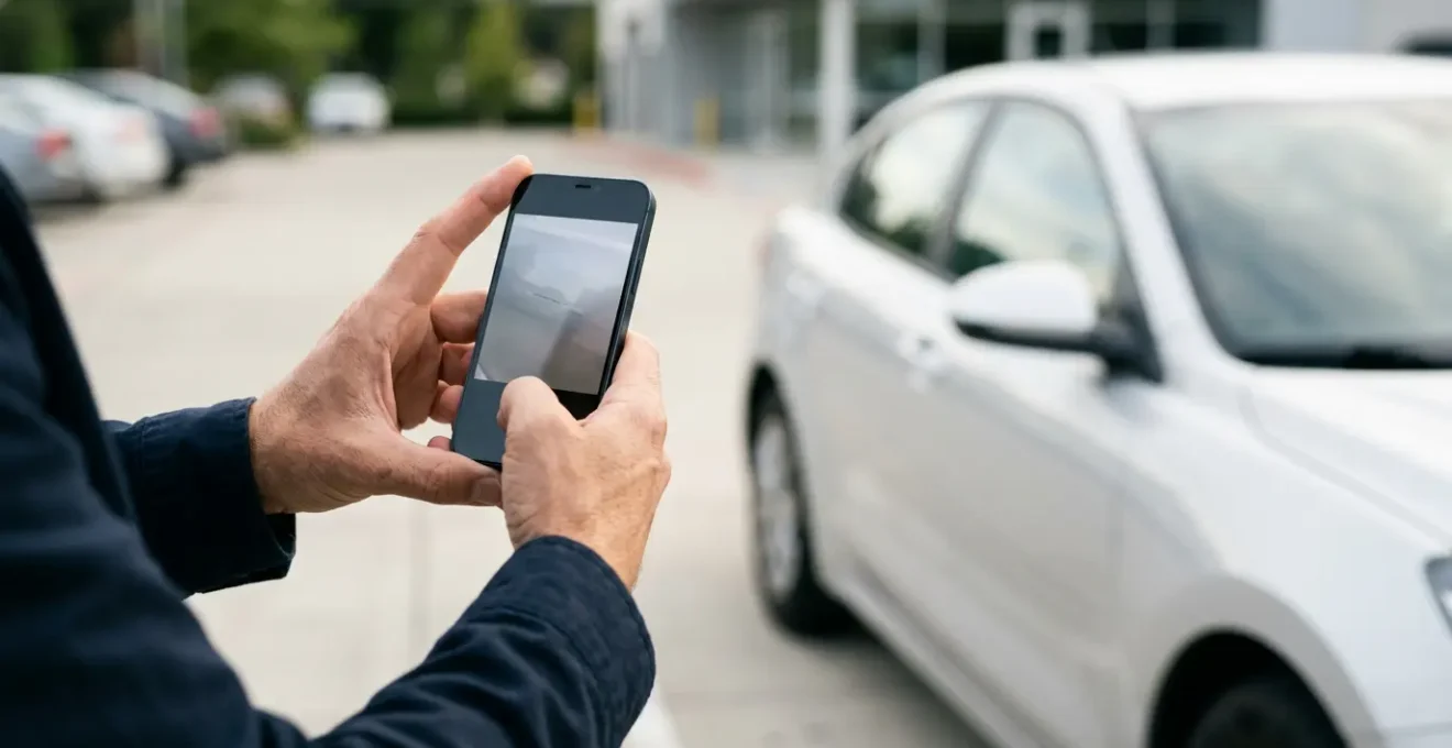 Documentation photographique d'un véhicule de location lors de la restitution