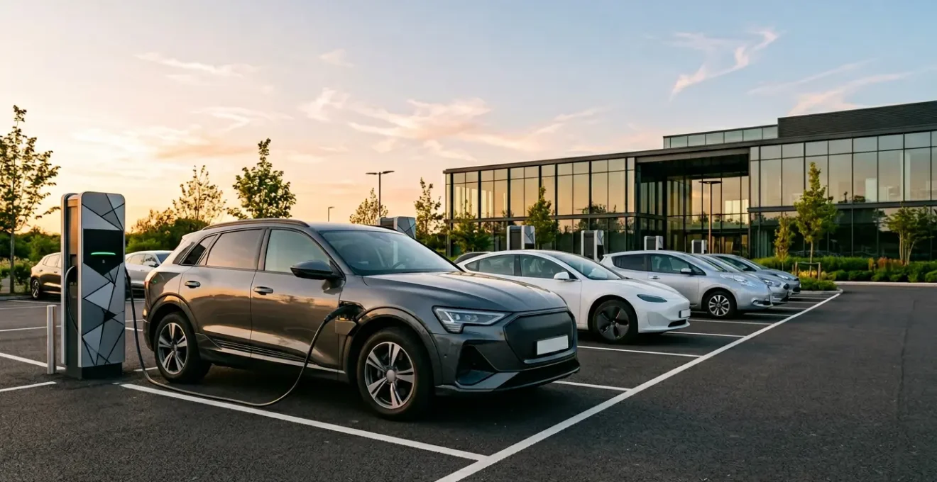 Scène représentant la transition énergétique d'une flotte d'entreprise vers l'électrique