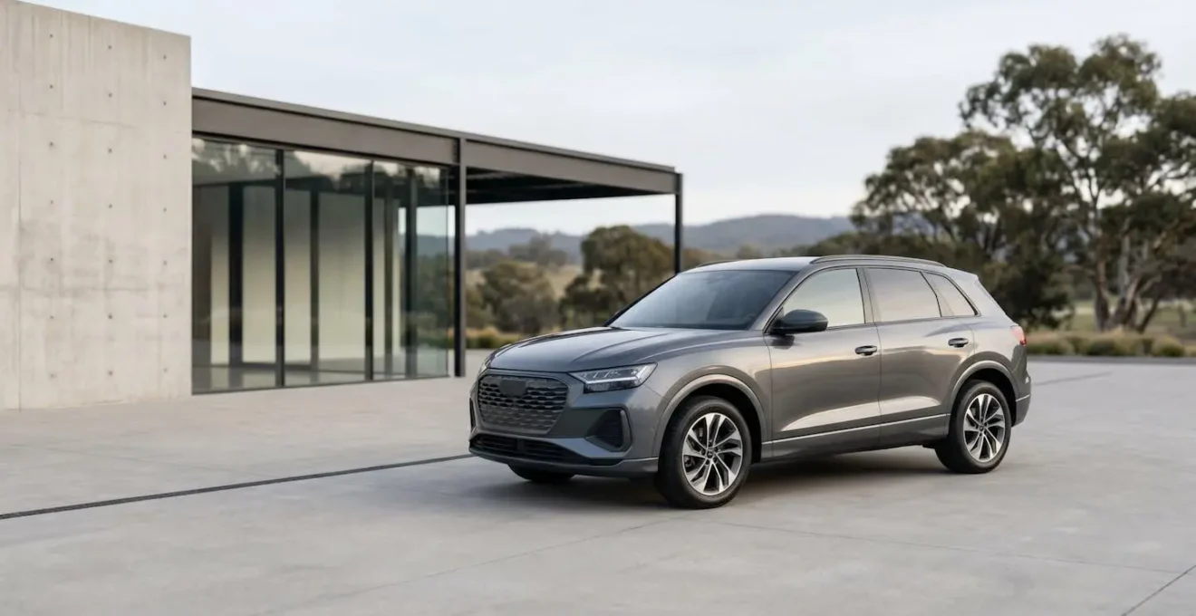Vue d'ensemble d'une voiture d'occasion moderne avec équipements de sécurité avancés dans un environnement de vente