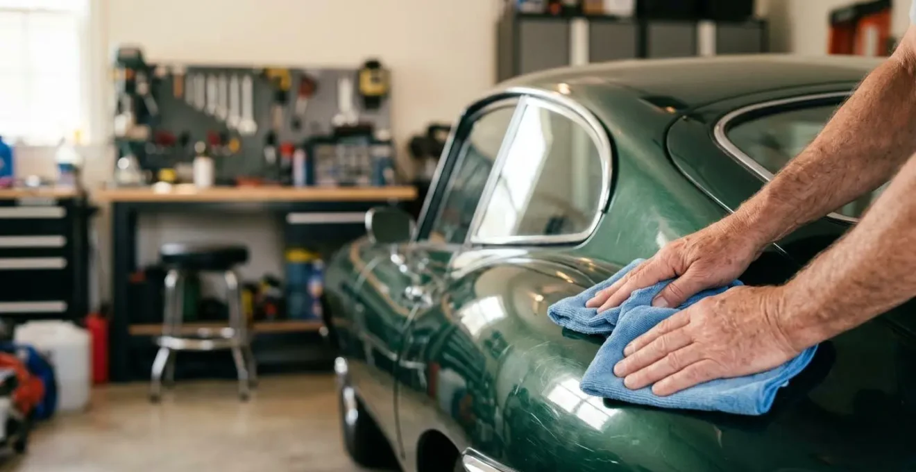 Voiture classique bien entretenue dans un environnement soigné